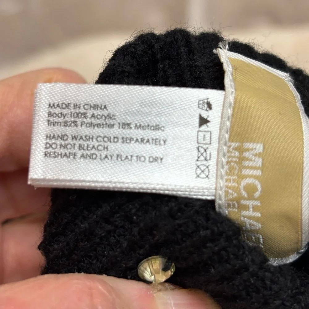 Michael Kors Black Knit Gem Gloves, Ladies